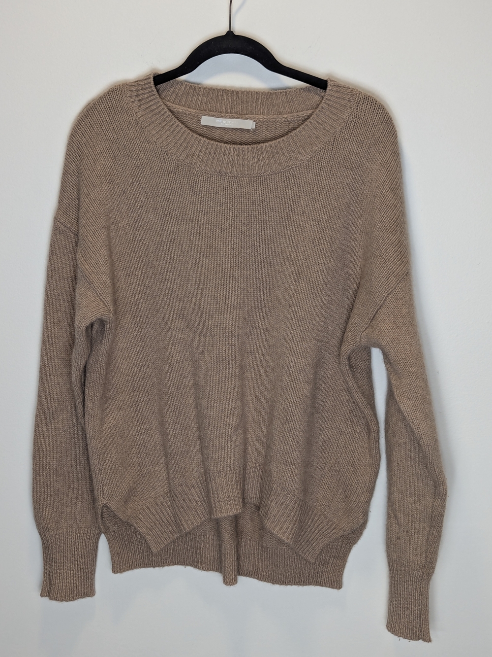 One Grey Day Womens 100% Cashmere Crewneck Sweater Large Minimalist Quiet Luxury